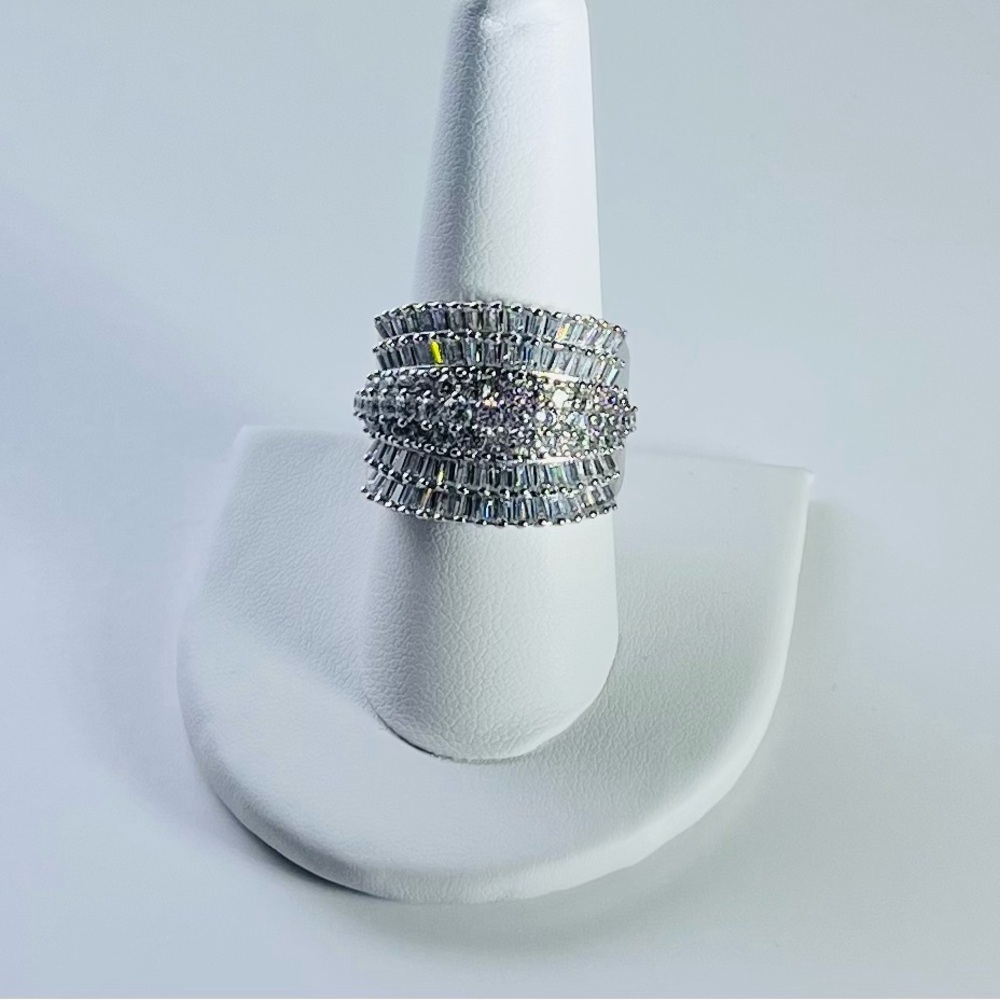 Giani Bernini Cubic Zirconia Multi Row Princess, Baguette & Pave Ring Size 9 - Picture 3 of 5